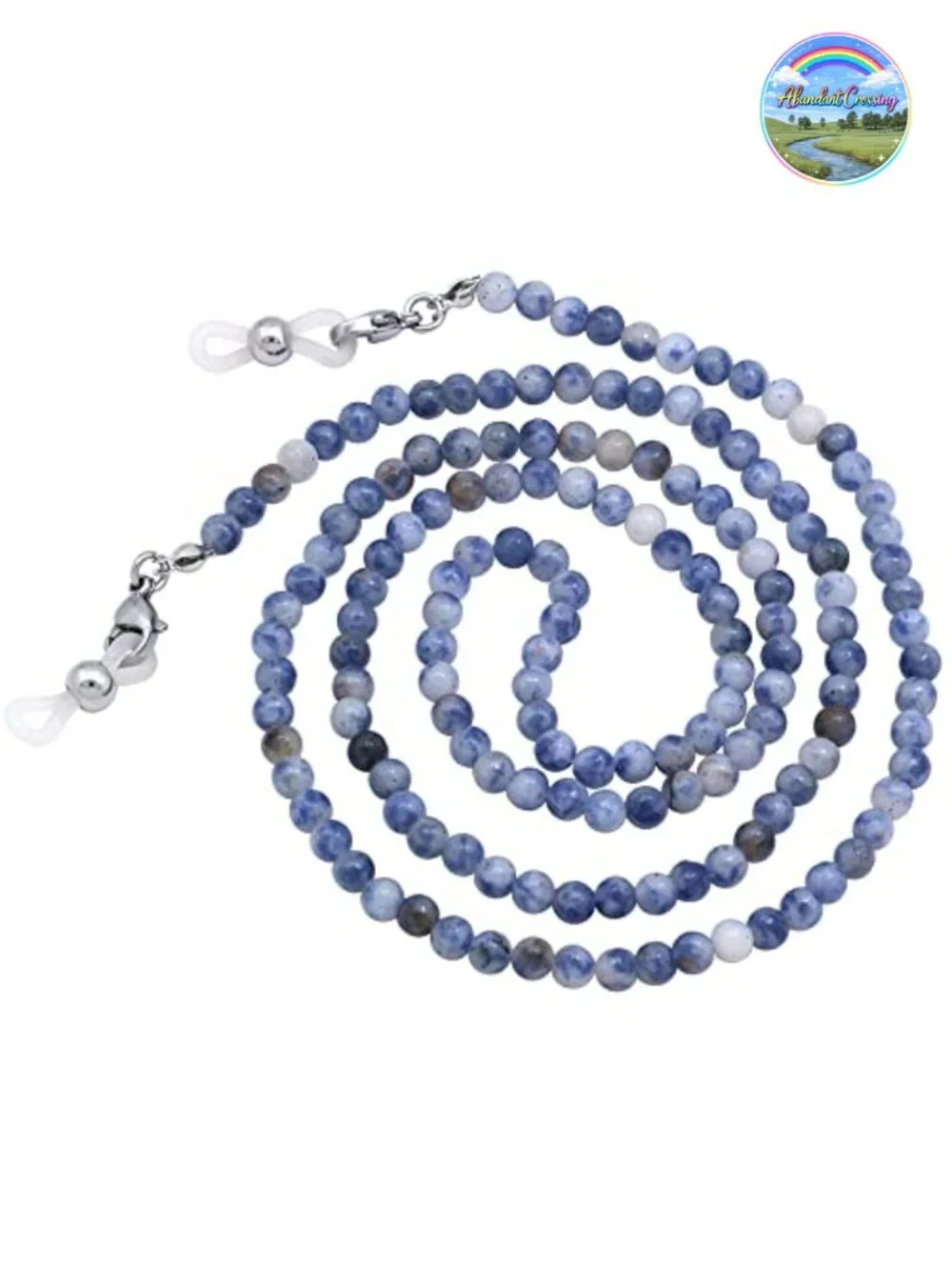 Beaded Eyeglass Chain Face Mask Holder Lanyard Natural Stone Adjustable Glasses